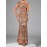 Women's Elegant Sequin Long Evening Gown - High-Waisted Mermaid Backless Formal Dress with Asymmetric One-Shoulder Neckline, Long Sleeve Sparkling Party Wedding Guest Gala Concert Dress, Mermaid Dress