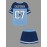 [Women's Blue Shorts Set] 2pcs Women's Blue y Shorts Set with Breathable Mesh Design, Loose Fit American Digital Print for a Look, Perfect for Summer