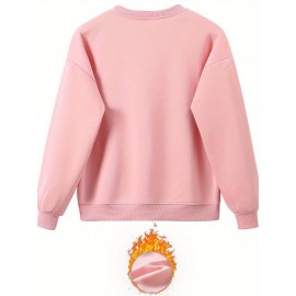 Letter Print Two Piece Set, Crew Neck Sweatshirt & Pants, Women's Clothing