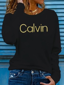 [Fashionable, Versatile T-Shirt] Versatile, Fashionable Women's Calvin Round Neck Loose Casual Summer T-Shirt in Multiple Colors, Sizes 1XL-5XL