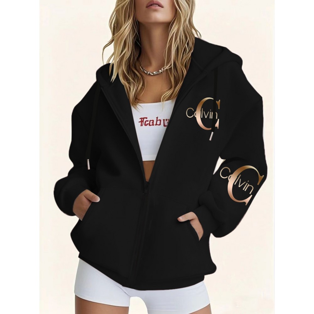 Plus size ladies' comfortable and casual hoodie, 